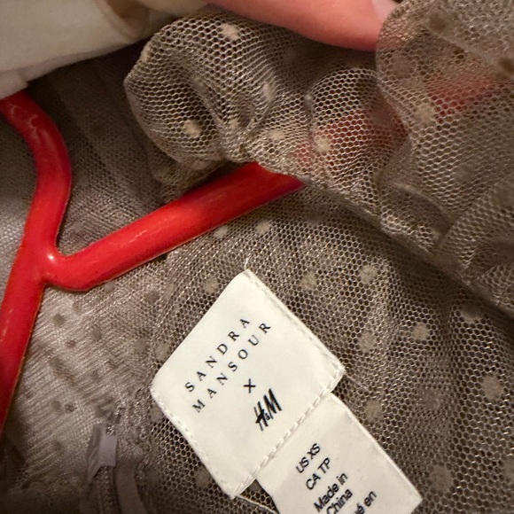 Sandra Mansour x H&M Polka Dot Tulle Tiered Ruffle Midi Dress Sheer Sleeves XS - Picture 4 of 6